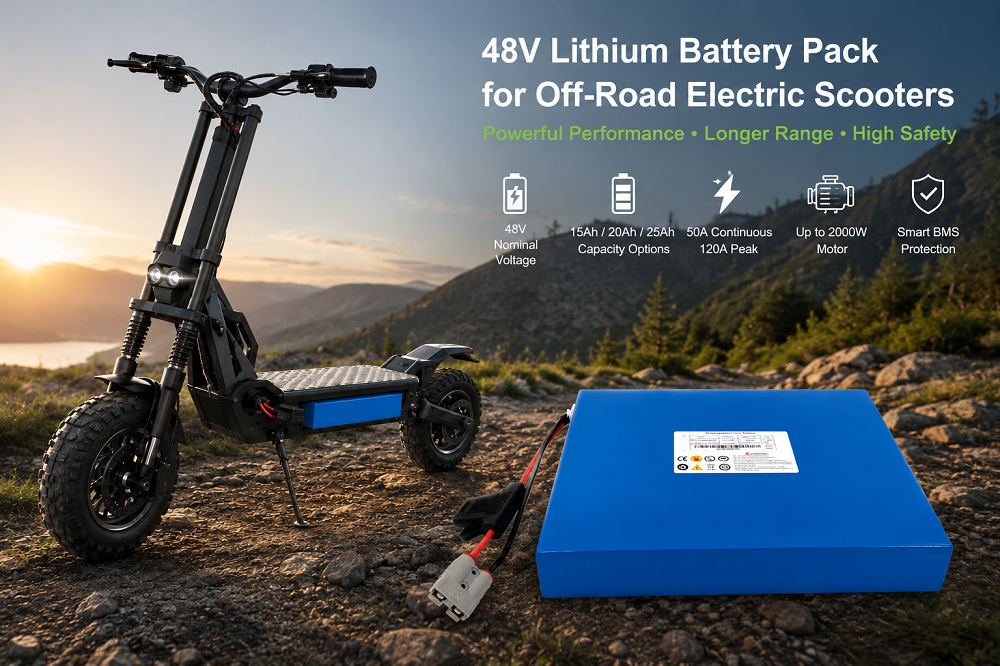 mais recente caso da empresa sobre 48V Lithium Battery Pack for 2000W Off-Road Electric Scooters
