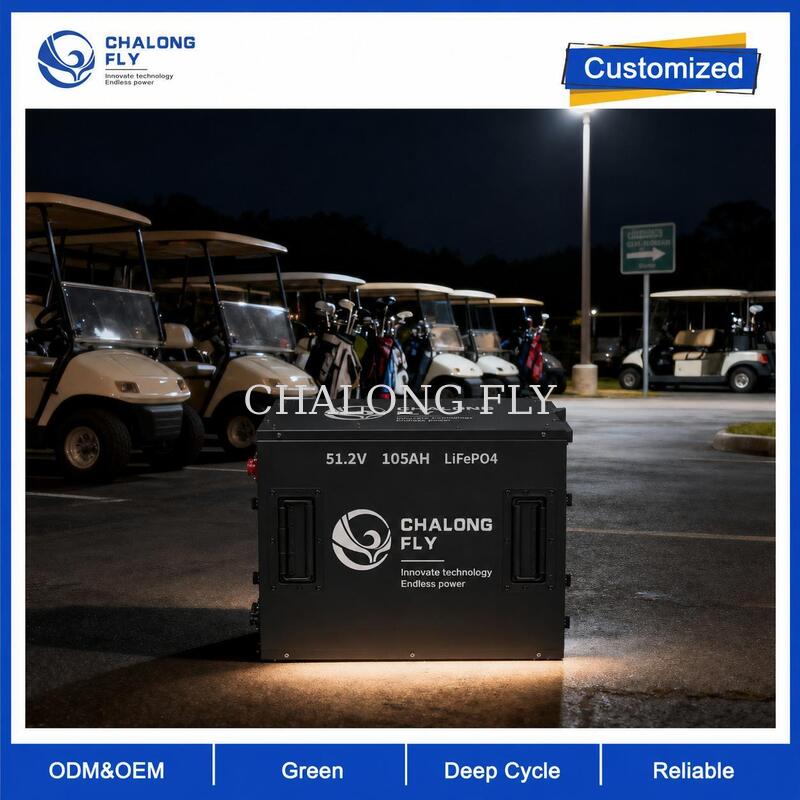 Smart LiFePO4 Golf Cart Battery with APP Monitoring and 105Ah 210Ah Capacity in 36V 48V 72V 96V Options