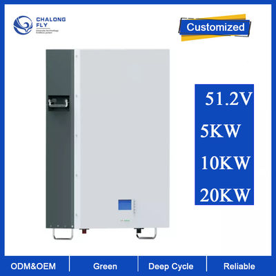 Bateria de lítio do armazenamento de energia solar Lifepo4 da casa do ODM 51.2V 100AH 200AH do OEM da bateria de lítio LiFePo4 fixada na parede