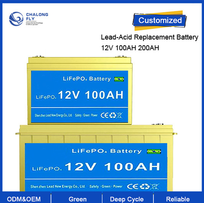 OEM ODM LiFePO4 Bateria de lítio 12.8V 100AH 200AH Substituição de ácido de chumbo recarregável
