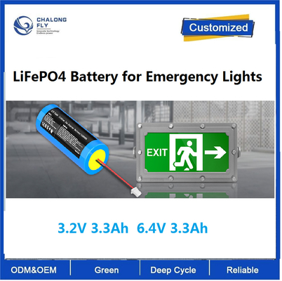 CLF OEM ODM 3.2V 3.3Ah 6.4V 3.3Ah Bateria de lítio Bateria LiFePO4 para luzes de emergência