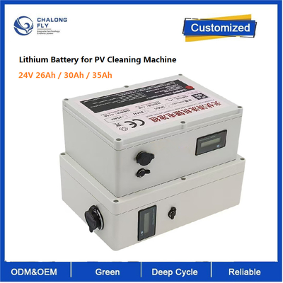CLF OEM ODM 25.6V 26Ah 30Ah 35Ah Long Battery Life Bateria de lítio de potência forte para máquina limpa fotovoltaica 24V DC Motor