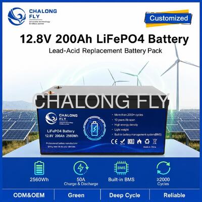 Pacote de Bateria LiFePO4 Personalizado de 12,8V 200Ah com BMS para Energia Portátil e Armazenamento Solar